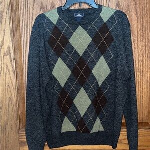 Dockers Men's Crewneck Sweater - Charcoal and Olive Argyle